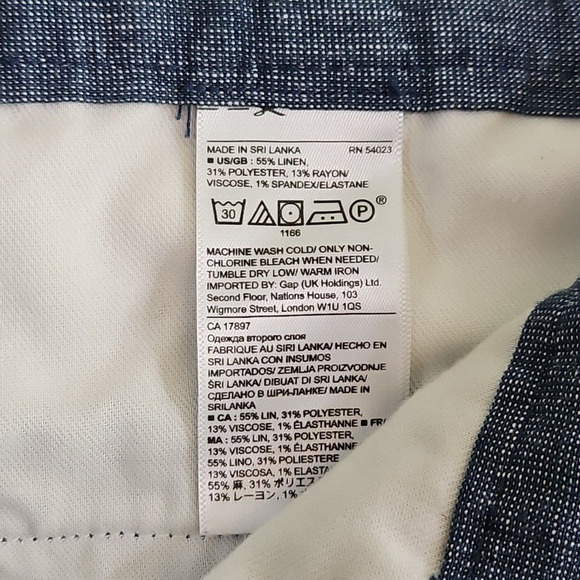 Banana Republic Aiden Shorts Men's 36 Blue Twill Linen Blend 9" Inseam EUC - Picture 10 of 13